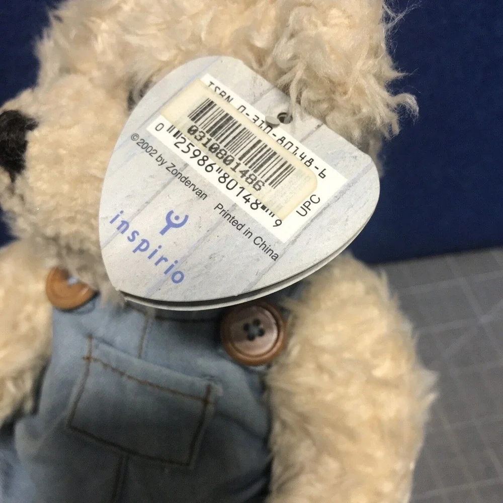 Zondervan Love Bears All Things Thankful‎ Plush Sitting Bear Blue Overalls 2002